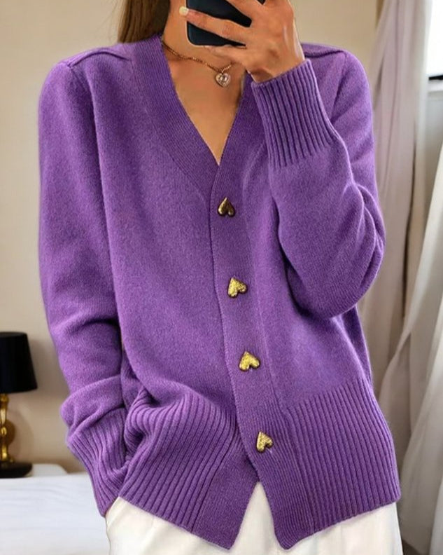 Michaela | Cardigan a V con Bottoni a Cuore