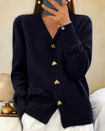 Michaela | Cardigan a V con Bottoni a Cuore