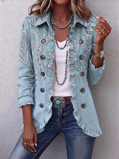 Estrella | Giacca con Volant a Stampa Paisley Vintage