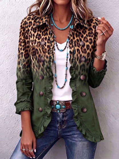 Elspeth | Blazer Ombré Leopardato con Bordo a Volant