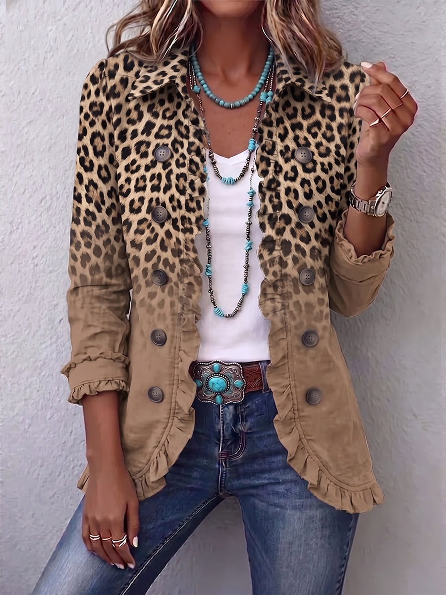 Tawny | Giacca con Volant Sfumata Leopardata Vintage