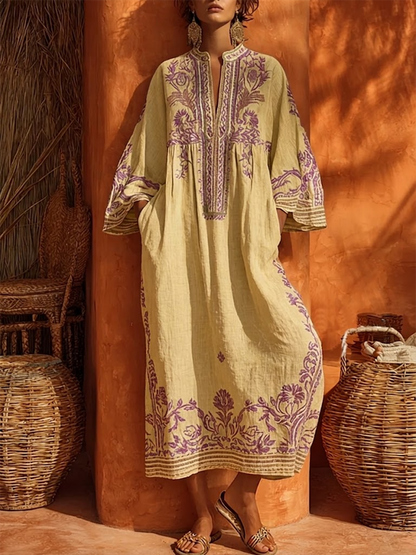 Elena | Abito Maxi Mediterraneo Ricamato