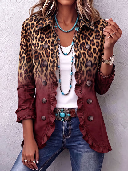 Elspeth | Blazer Ombré Leopardato con Bordo a Volant