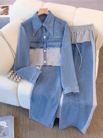 Holbrook | Giacca Cropped a Blocchi di Colore e Set di Pantaloni a Gamba Larga