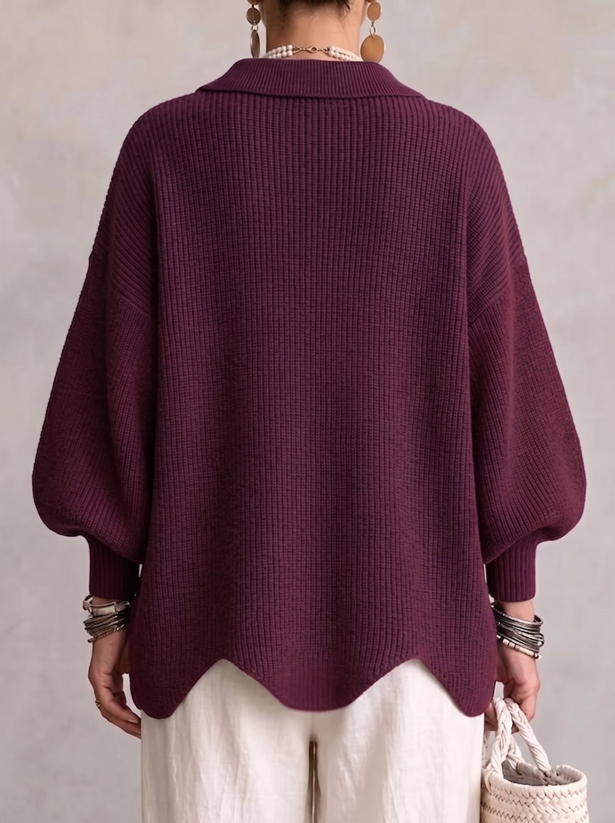 Isadora | Cardigan Oversize con Collo e Grandi Bottoni in Metallo