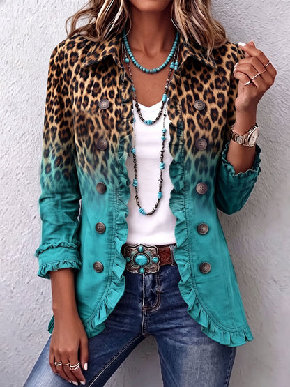 Elspeth | Blazer Ombré Leopardato con Bordo a Volant