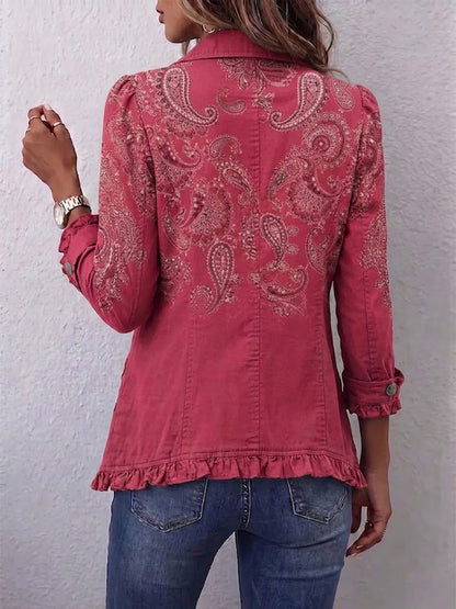 Anouk | Giacca con Volant a Stampa Paisley Vintage