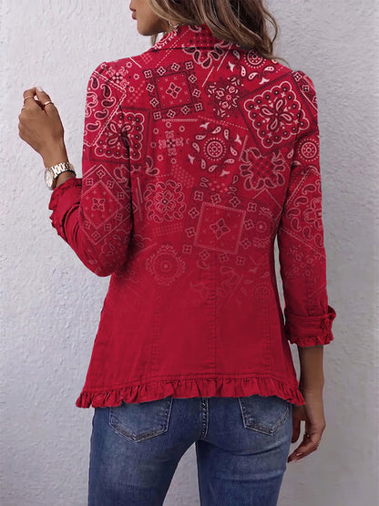Criselle | Giacca Ruffle con Stampa Paisley Ombré Bohemien
