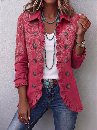 Anouk | Giacca con Volant a Stampa Paisley Vintage