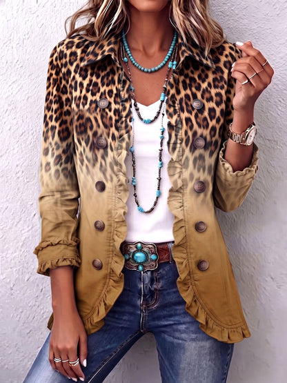 Elspeth | Blazer Ombré Leopardato con Bordo a Volant