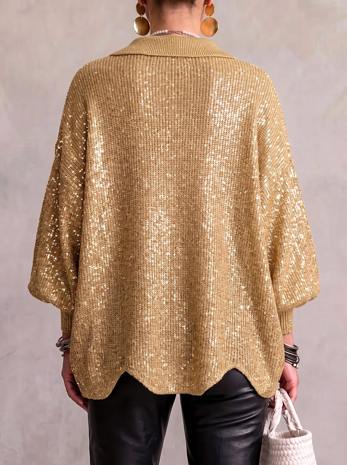 Isadora | Cardigan Oversize con Collo e Grandi Bottoni in Metallo