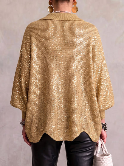 Isadora | Cardigan Oversize con Collo e Grandi Bottoni in Metallo