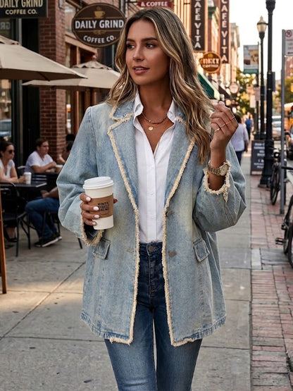Dionne | Blazer Oversize in Stile Vintage con Bordo Grezzo