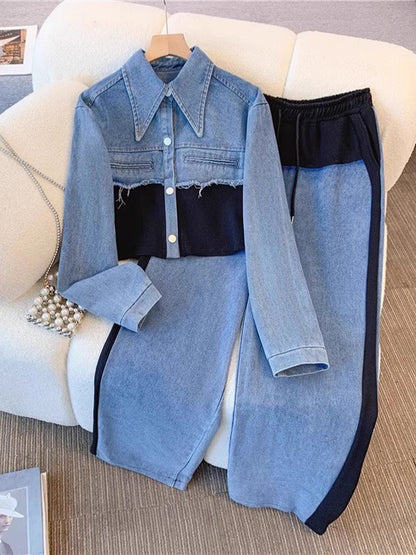 Holbrook | Giacca Cropped a Blocchi di Colore e Set di Pantaloni a Gamba Larga