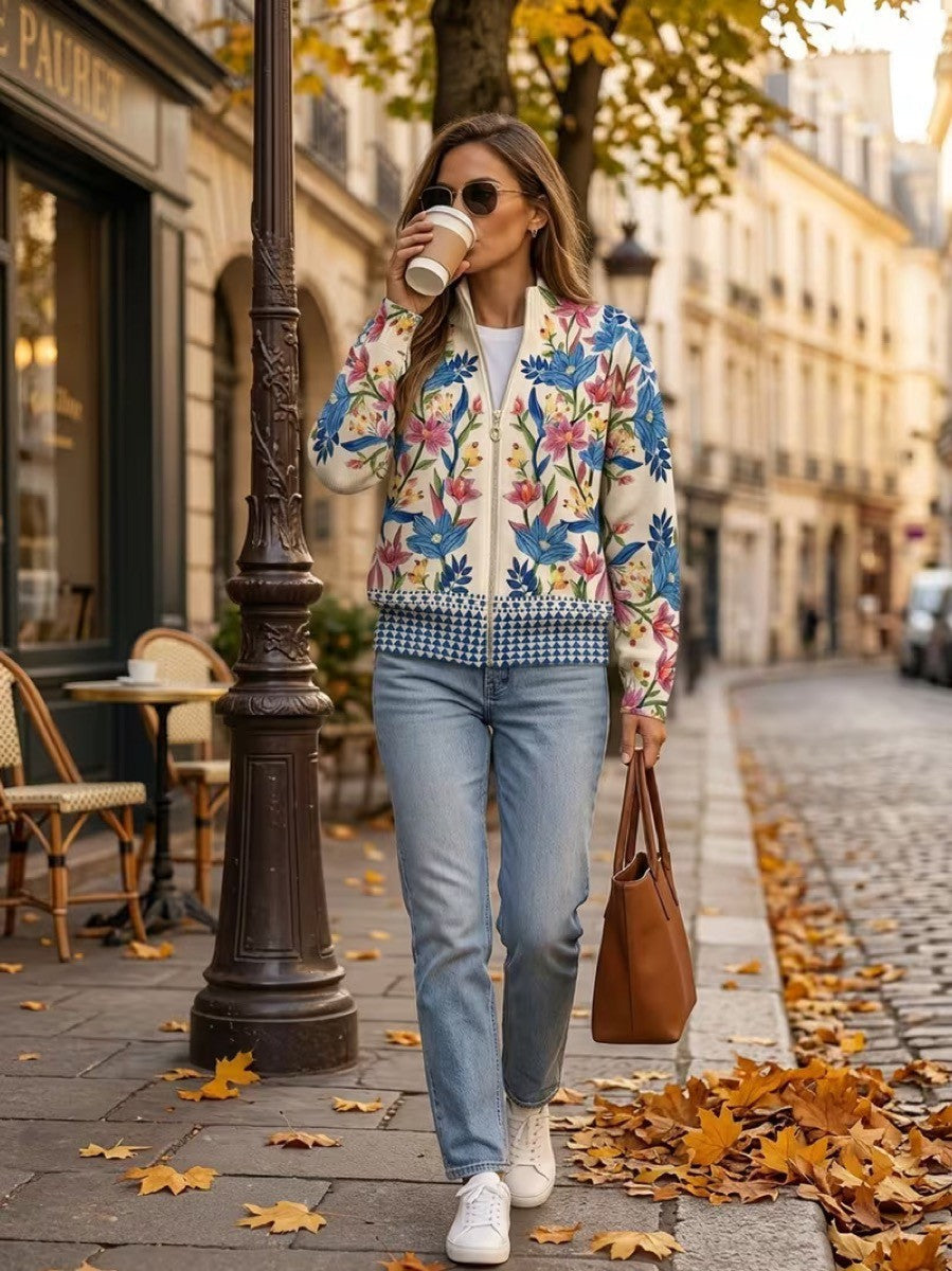 Tabitha | Cardigan con Zip a Giardino Botanico Floreale