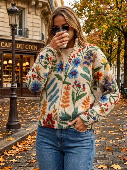 Tabitha | Cardigan con Zip a Giardino Botanico Floreale