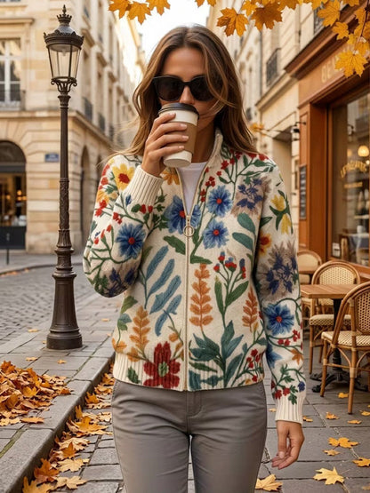 Tabitha | Cardigan con Zip a Giardino Botanico Floreale