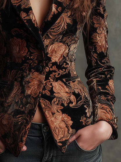 Jocelyn | Blazer Effetto Broccato con Revers a Lancia