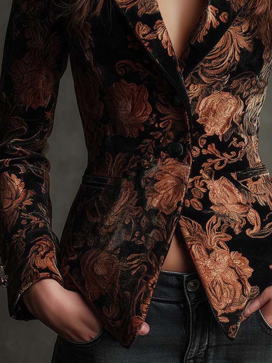 Jocelyn | Blazer Effetto Broccato con Revers a Lancia