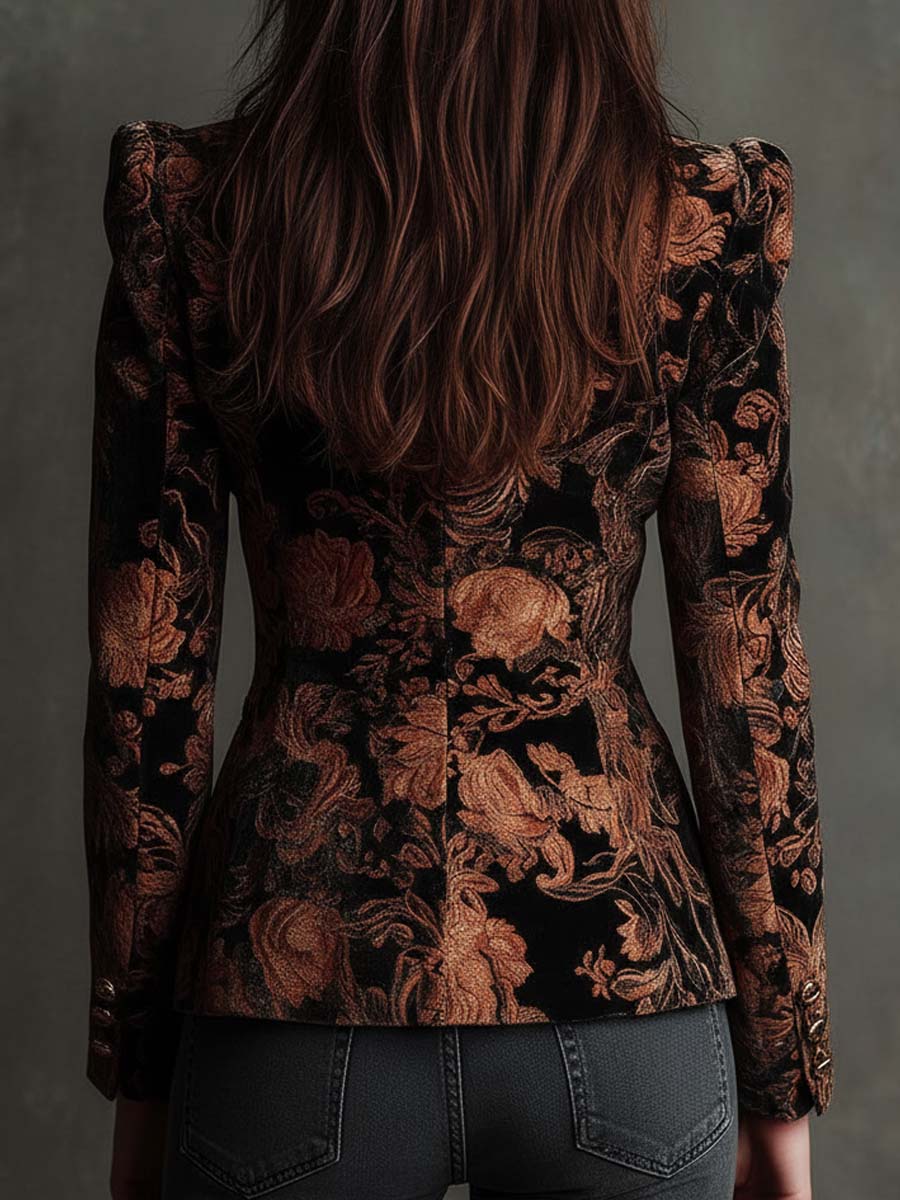 Jocelyn | Blazer Effetto Broccato con Revers a Lancia
