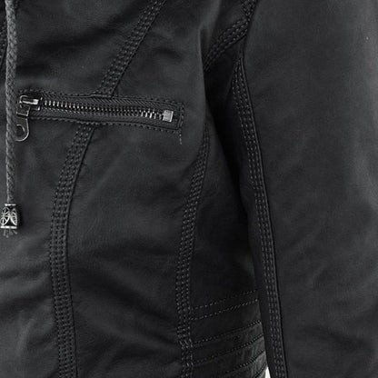 Lucinda | Giacca Moto con Cappuccio Removibile