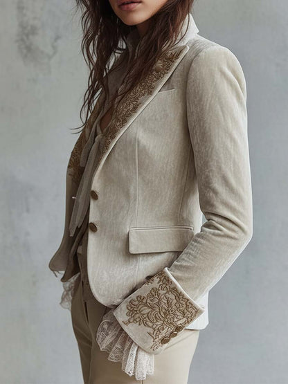 Katharine | Blazer Avorio con Ricami Dorati