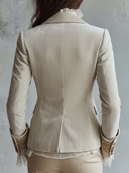 Katharine | Blazer Avorio con Ricami Dorati