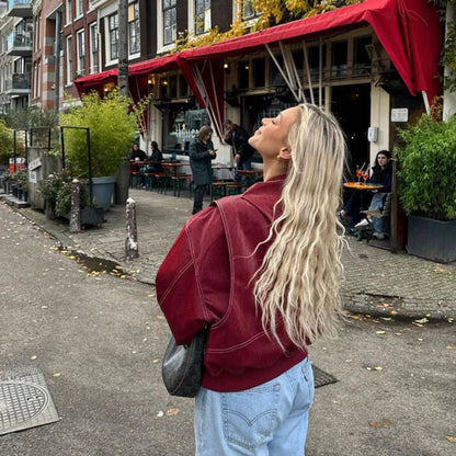 Renée | Bomber Oversize con Cuciture a Contrasto