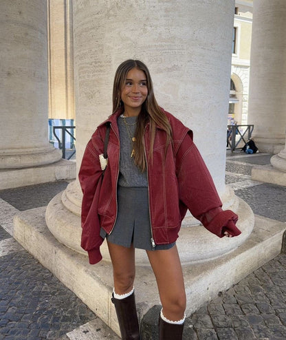 Renée | Bomber Oversize con Cuciture a Contrasto