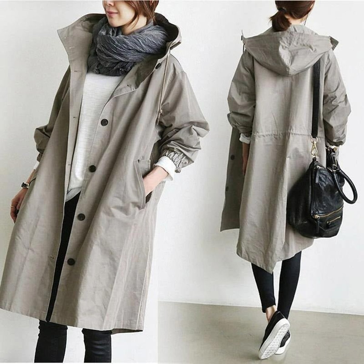 Maisie | Cappotto Oversize con Cappuccio e Bottoni